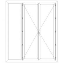 Porte fenêtre PVC 2 vantaux ouverture à la française avec un latéral fixe