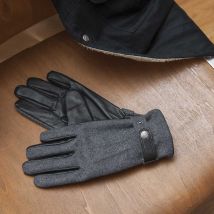 Gants Homme en cuir et flanelle Dents - T10 (L) - Gris - Idée cadeau Noël - Cadeau Homme - Cadeau Papa - Dents - Les Raffineurs