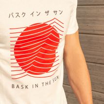 T-shirt Tokyo - Bask In The Sun - L - Blanc - Coton Biologique - Idée cadeau Noël - Cadeau Homme - Cadeau Papa - Les Raffineurs