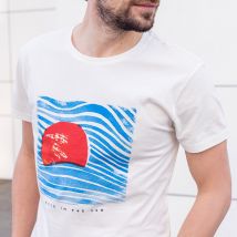 T-shirt Sunset - Bask In The Sun - M - Coton Biologique - Cadeau Homme - Cadeau Papa - Les Raffineurs