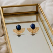 Boucles d'oreilles aztèques - Pierres minérales - Fabien Ajzenberg - Lapis lazuli - Fabriqué en France - Idée cadeau Noël - Cadeau Femme - Cadeau 