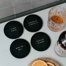 Dessous de verres en cuir design - Fabriqué en France - Idée cadeau homme - Idée cadeau papa - Okuri - Les Raffineurs
