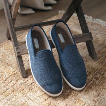 Chaussons Homme en laine recyclée - Bleu - 40 - Laine Recyclée - Idée cadeau Noël - Cadeau Homme - Cadeau Papa - Cadeau Maman - Angarde