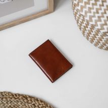 Porte-cartes Homme pliable en cuir - Cognac - Fabriqué en France - Idée cadeau Noël - Cadeau Homme - Cadeau Femme - Cadeau Papa - Cadeau Maman - 