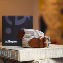 Ceinture Homme tressée élastique - Beige - Idée cadeau Noël - Cadeau Homme - Cadeau Papa - Épilogue - Les Raffineurs