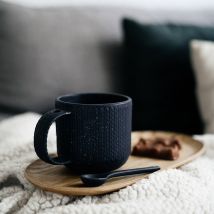 Mug original en céramique avec cuillère intégrée - Bleu - Bois - Idée cadeau Noël - Cadeau Femme - Cadeau Maman - Cadeau Crémaillère - United By Blue