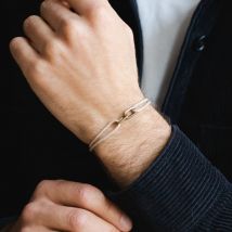 Bracelet maillon Homme & Femme - Argent et Laiton - Naturel - Idée cadeau Noël - Cadeau Homme - Cadeau Femme - Cadeau Papa - Cadeau Maman - Épilogue