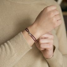 Bracelet maillon Homme & Femme - Argent et Laiton - Bordeaux - Idée cadeau Noël - Cadeau Homme - Cadeau Femme - Cadeau Papa - Cadeau Maman - Épilogue