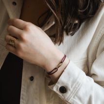Bracelet maillon Homme & Femme - Argent et Laiton - Bordeaux - Idée cadeau Noël - Cadeau Homme - Cadeau Femme - Cadeau Papa - Cadeau Maman - Épilogue
