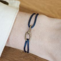 Bracelet maillon Homme & Femme - Argent et Laiton - Bleu - Idée cadeau Noël - Cadeau Homme - Cadeau Femme - Cadeau Papa - Cadeau Maman - Épilogue