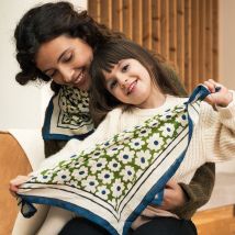 Foulard marguerite - Couleur - Petit format - Vert - Idée cadeau Noël - Cadeau Femme - Cadeau Maman - Idée cadeau enfant - Affaire De Famille