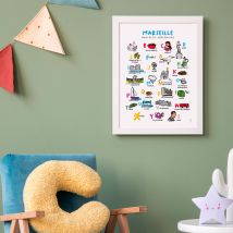 Affiche abécédaire villes et régions - Idée cadeau Noël - Idée cadeau enfant - Tata Clairette - Les Raffineurs