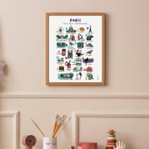 Affiche abécédaire villes et régions - Idée cadeau Noël - Idée cadeau enfant - Tata Clairette - Les Raffineurs