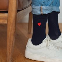 Chaussettes brodées Coeur homme & femme - Taille Unique - Bleu - Idée cadeau Noël - Cadeau Homme - Cadeau Femme - Cadeau Papa - Cadeau Maman - Affaire