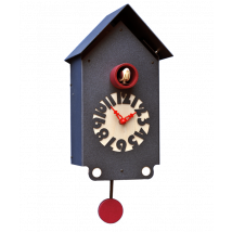 Orologio con cucù Casetta cassa metallo e quadrante betulla Made in Italy