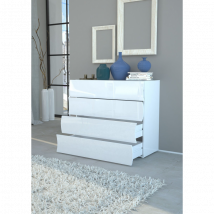 Comò Onda Kommode 4 Cassetti – 98x81,5x40 – Bianco Lucido