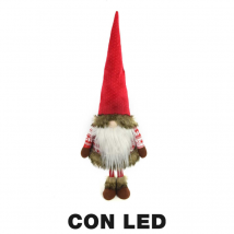 Gnomo tessuto con led rosso cm 30x20h90