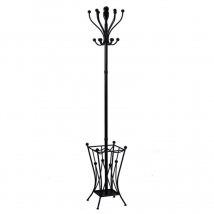Attaccapanni a stelo metallo nero con portaombrelli quadro cm 30x30h184