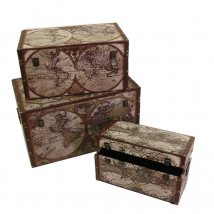 Baule ecopelle 1-3 mappamondo rettangolare cm 59x36h33