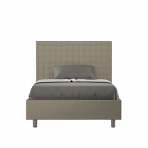 Letto imbottito 1 piazza e mezza 120x190 cm Sunny - Similpelle,Cappuccino,Con rete