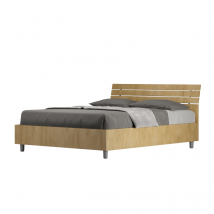 Letto Matrimoniale francese 140x190 cm testata inclinata con doghe Ankel - Con rete,Quercia Natura