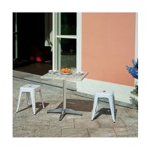 Set Di 4 Sgabelli Basso Impilabile Lamiera Avorio Moia