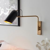 Endon Lighting 93145 Navren Swing Arm Wall Light In Antique Brass And Black Finish