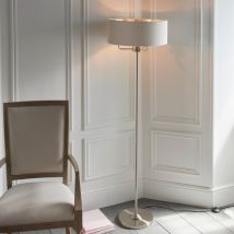 Endon Lighting 94359 Highclere Floor Lamp In Brushed Chrome With Natural Shade