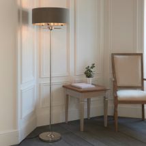 Endon Lighting 94378 Highclere Floor Lamp In Bright Nickel Finish With Charcoal Shade