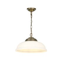 David Hunt Lighting WEB0112 WEBSTER Single Ceiling Pendant Light In Antique Brass With Opal Glass