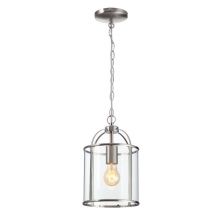Traditional 1 Light Satin Nickel Circular Hanging Hall Ceiling Lantern Light with Glass Panels