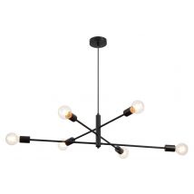 Retro Edison Filament 6 Light Ceiling Light Fitting in Black