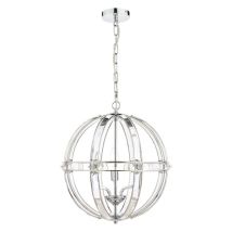 Laura Ashley Aidan Glass Globe 5 Light Chandelier In Polished Chrome Finish