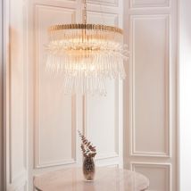 Oprah 9 Light Ceiling Pendant Light In Polished Gold Finish With Clear Glass