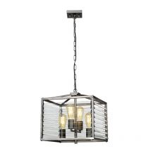 Elstead LOUVRE-4P Louvre 4 Light Industrial Ceiling Pendant Light In Gunmetal Finish