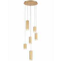 Franklite FL2415-6 Cordelia 6 Light Cluster Ceiling Pendant Light In Satin Brushed Gold Finish