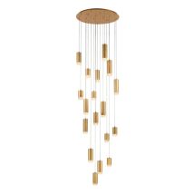 Franklite F2415-18 Cordelia 18 Light Cluster Ceiling Pendant Light In Satin Brushed Gold Finish