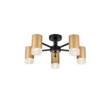 Franklite FL2423-5 Cordelia 5 Light Flush Ceiling Light In Satin Brushed Gold And Matt Black Finish