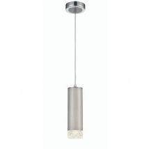 Franklite PCH229 Cordelia 1 Light Ceiling Pendant Light In Satin Brushed Silver And Chrome Finish
