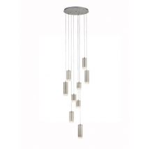 Franklite FL2414-9 Cordelia 9 Light Cluster Ceiling Pendant Light In Satin Brushed Silver Finish