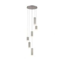 Franklite FL2414-6 Cordelia 6 Light Cluster Ceiling Pendant Light In Satin Brushed Silver Finish