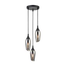 Franklite FL2420-3/345 Taper 3 Light Cluster Ceiling Light In Matt Black Finish With Smoked Glass