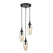 Franklite Taper 3 Light Ceiling Cluster Light In Matt Black With Amber Glass FL2420-3/346