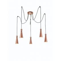 Franklite FL2432-5 Happy 5 Light Ceiling Cluster Light in Satin Copper Finish