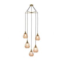 Marcella 5 Light Cluster Ceiling Light In Amber Glass Finish 60cm F2425-5/353