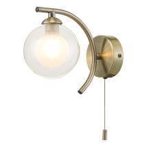Dar Wisebuys Nakita Wall Light In Antique Brass With Double Glass Shade