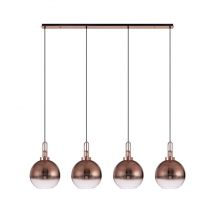 Glenn 4 Light Globe Linear Pendant In Copper With Copper And Clear Glass