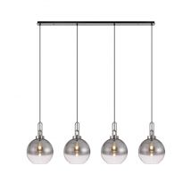 Glenn 4 Light Globe Linear Pendant In Polished Nickel With Smoked And Clear Glass 