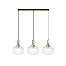 Glenn 3 Light Pumpkin Linear Pendant in Brass Gold With Clear Glass