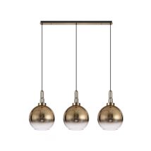 Glenn 3 Light Globe Linear Pendant In Brass Gold With Gold And Clear Glass 